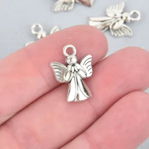 10 Silver Angel Charms 3/4" chs5184a
