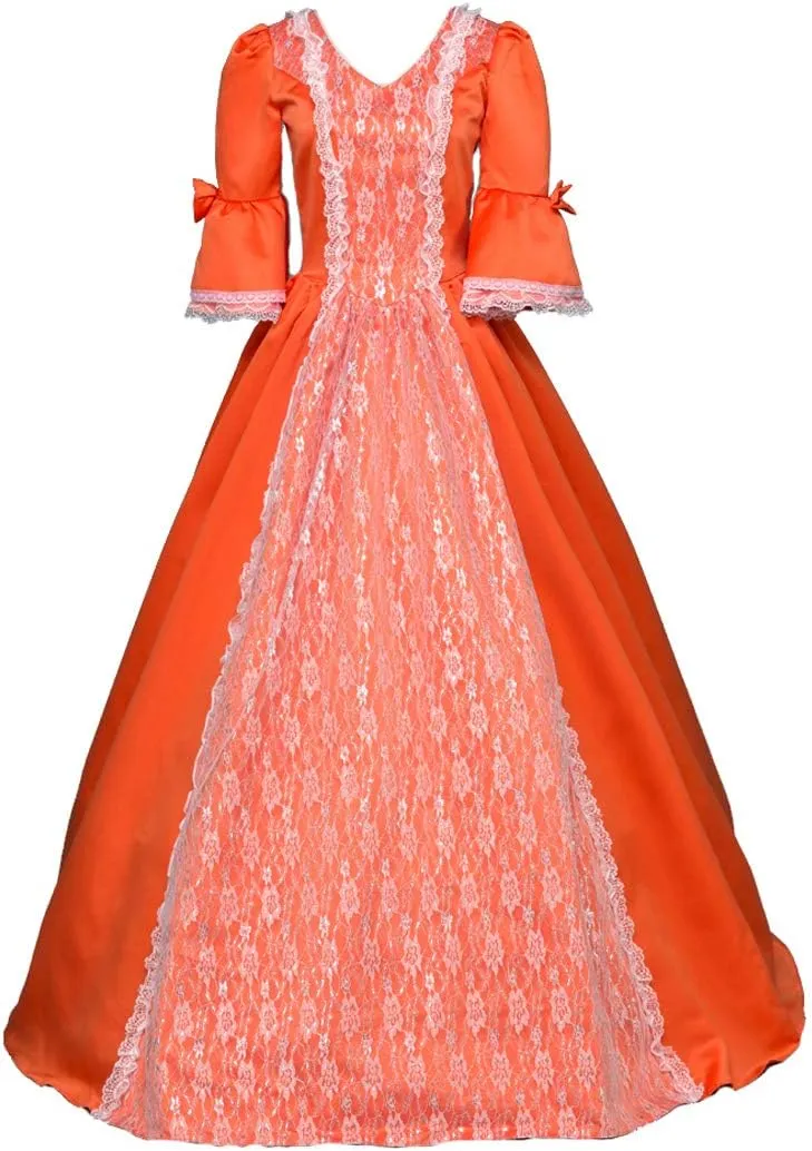 18th Century Dress Victorian Baroque Dress Long Satin Rococo Party Dresses