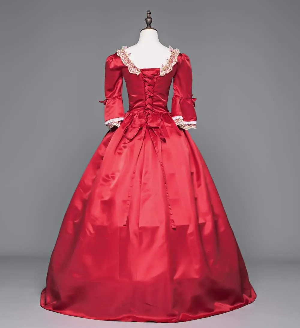 18th Century Dress Victorian Baroque Dress Long Satin Rococo Party Dresses