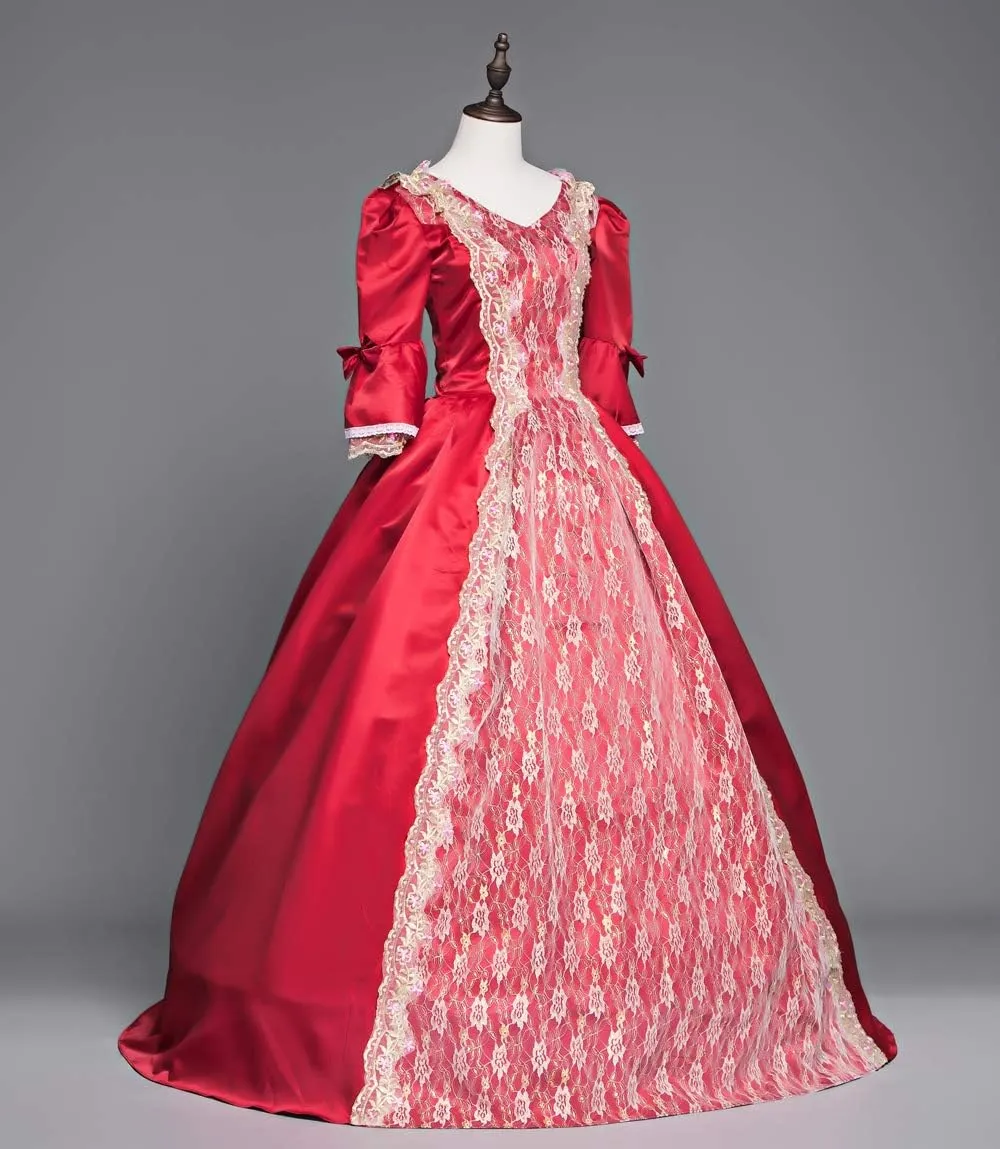 18th Century Dress Victorian Baroque Dress Long Satin Rococo Party Dresses