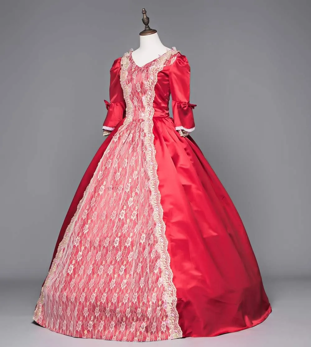 18th Century Dress Victorian Baroque Dress Long Satin Rococo Party Dresses