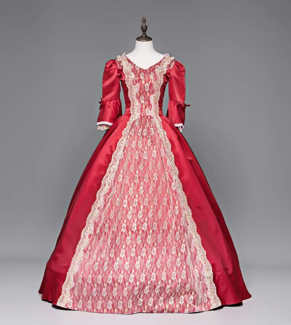 18th Century Dress Victorian Baroque Dress Long Satin Rococo Party Dresses