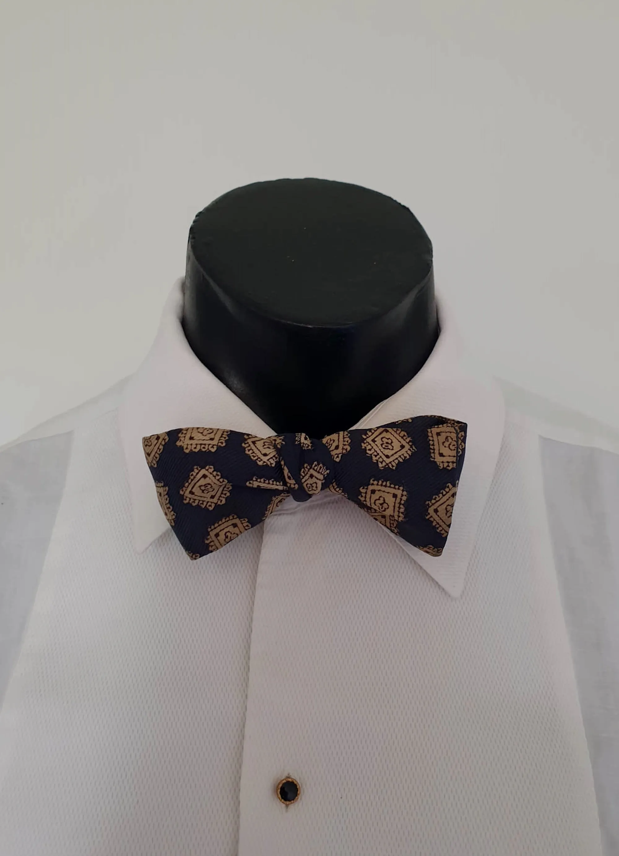 1960s Blue Grey Self Tie Bow Tie by Holeproof