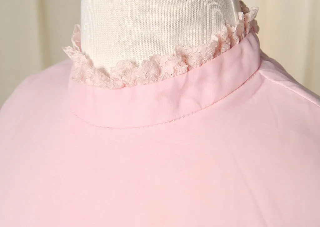 1960s Chiffon Pink Lace Dress