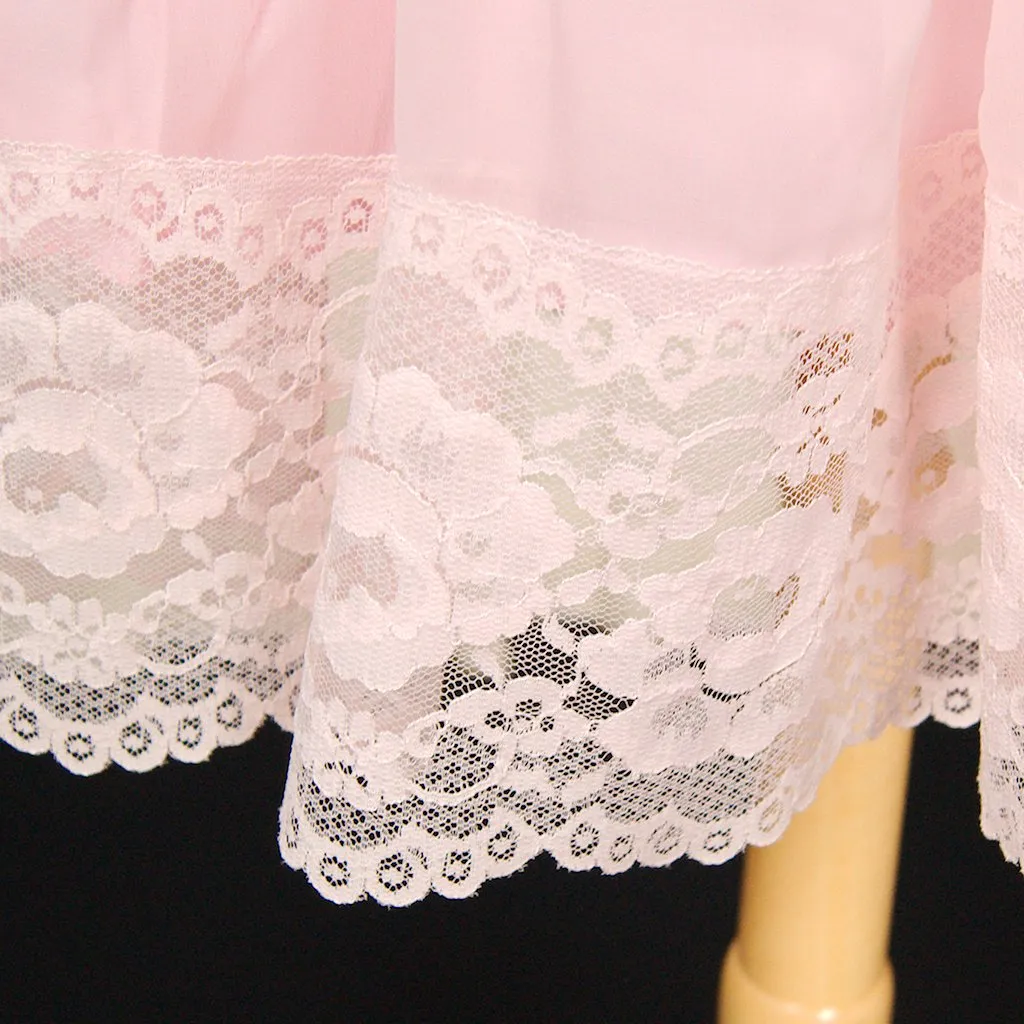 1960s Chiffon Pink Lace Dress