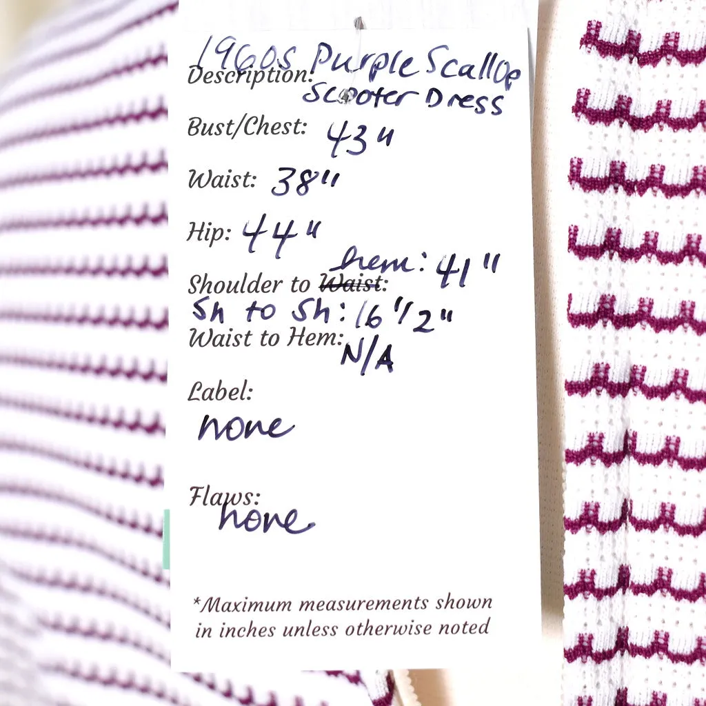 1960s Vintage Purple Scallop Dress
