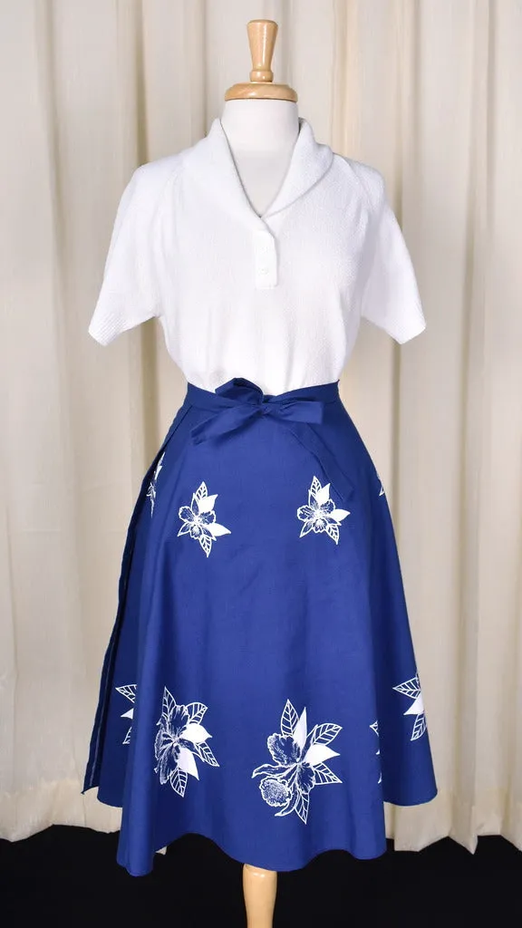 1970s Vintage Hawaiian Skies Wrap Skirt