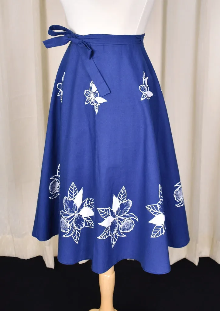 1970s Vintage Hawaiian Skies Wrap Skirt