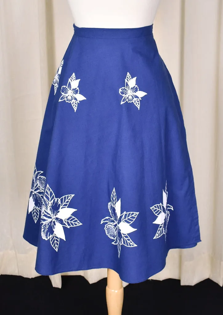 1970s Vintage Hawaiian Skies Wrap Skirt