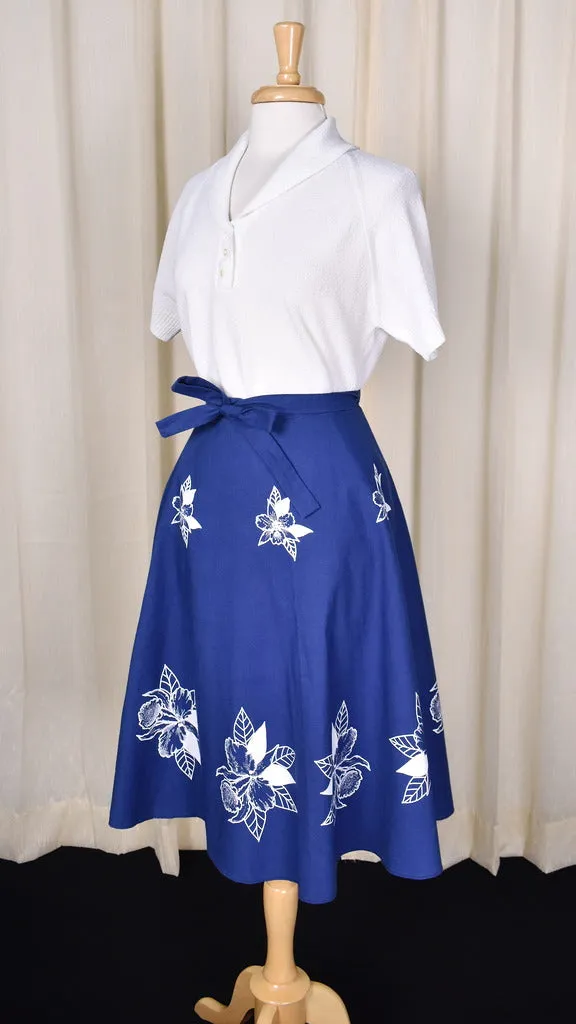 1970s Vintage Hawaiian Skies Wrap Skirt