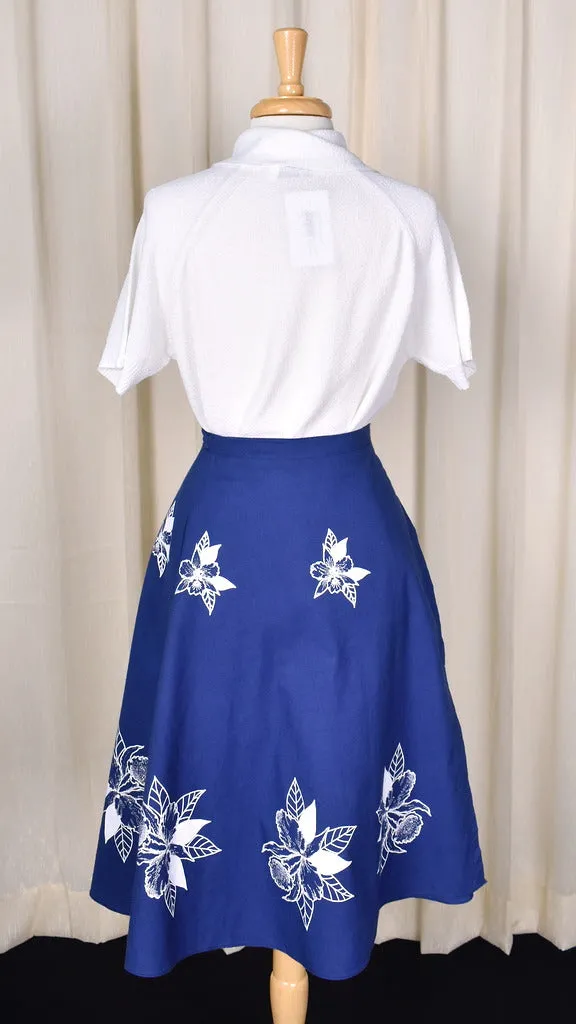 1970s Vintage Hawaiian Skies Wrap Skirt