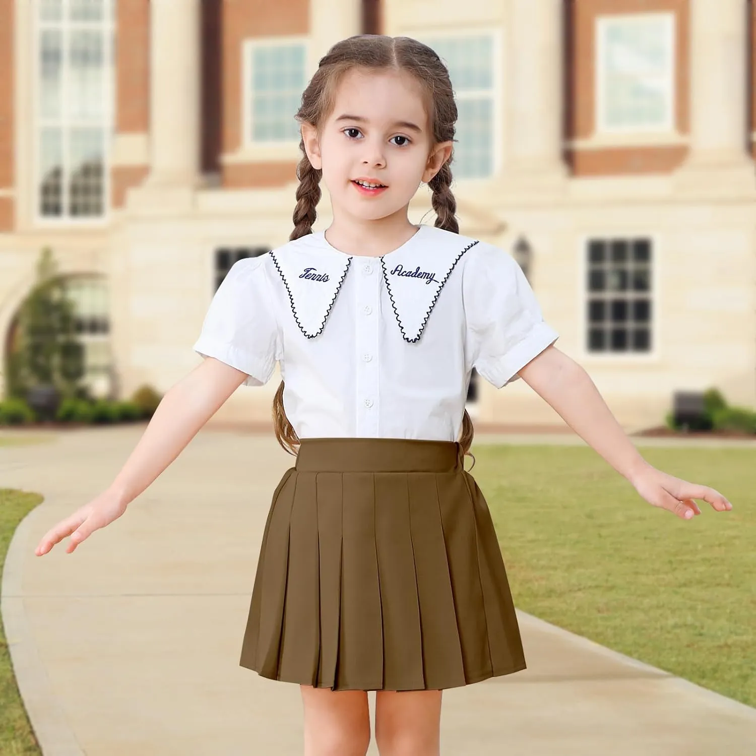2 Pack Toddler Baby Girls Pleated Skirt Baby Girls Uniform Skirt Built in Shorts Tennis Casual Skorts for Little Kid