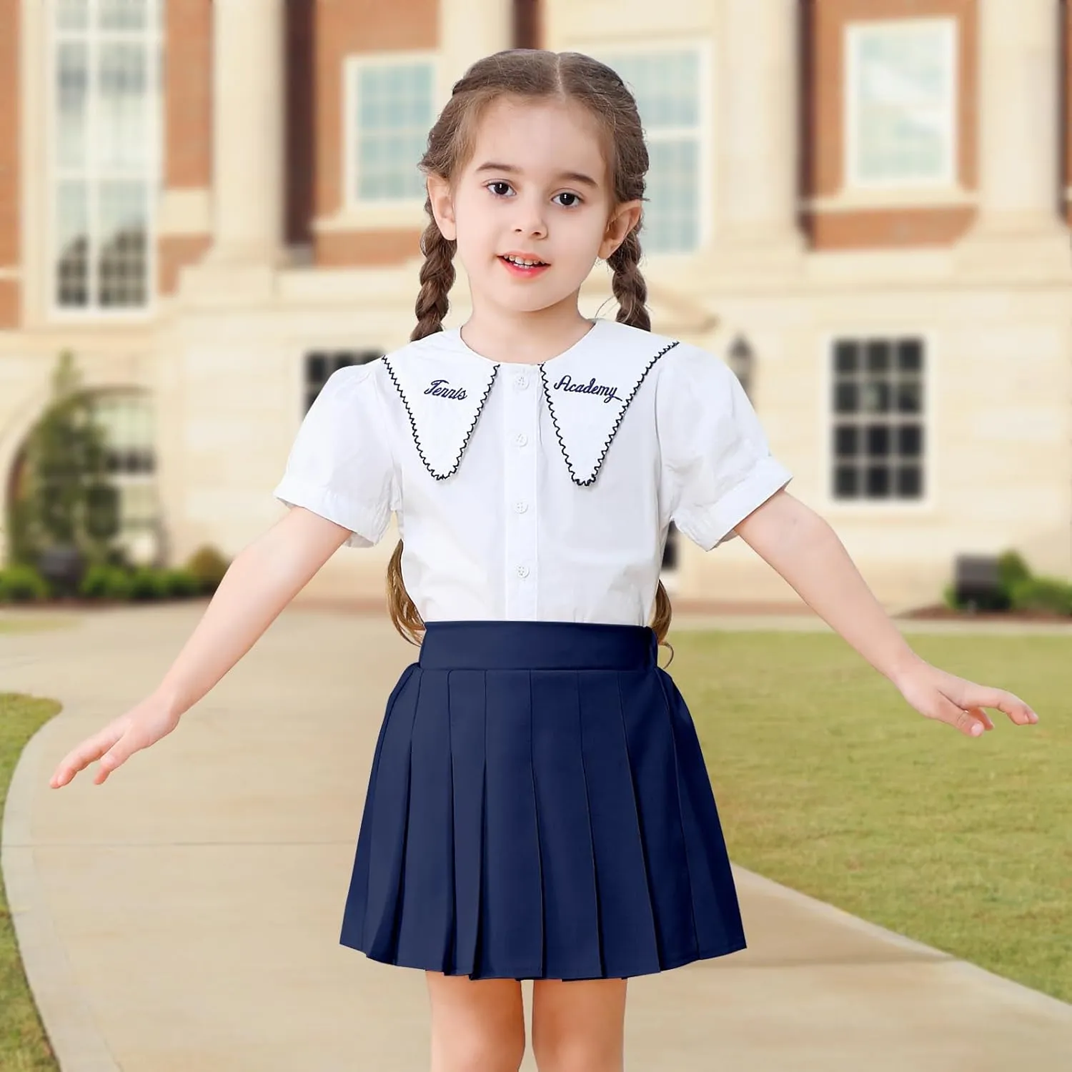 2 Pack Toddler Baby Girls Pleated Skirt Baby Girls Uniform Skirt Built in Shorts Tennis Casual Skorts for Little Kid