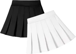 2 Pack Toddler Baby Girls Pleated Skirt Baby Girls Uniform Skirt Built in Shorts Tennis Casual Skorts for Little Kid