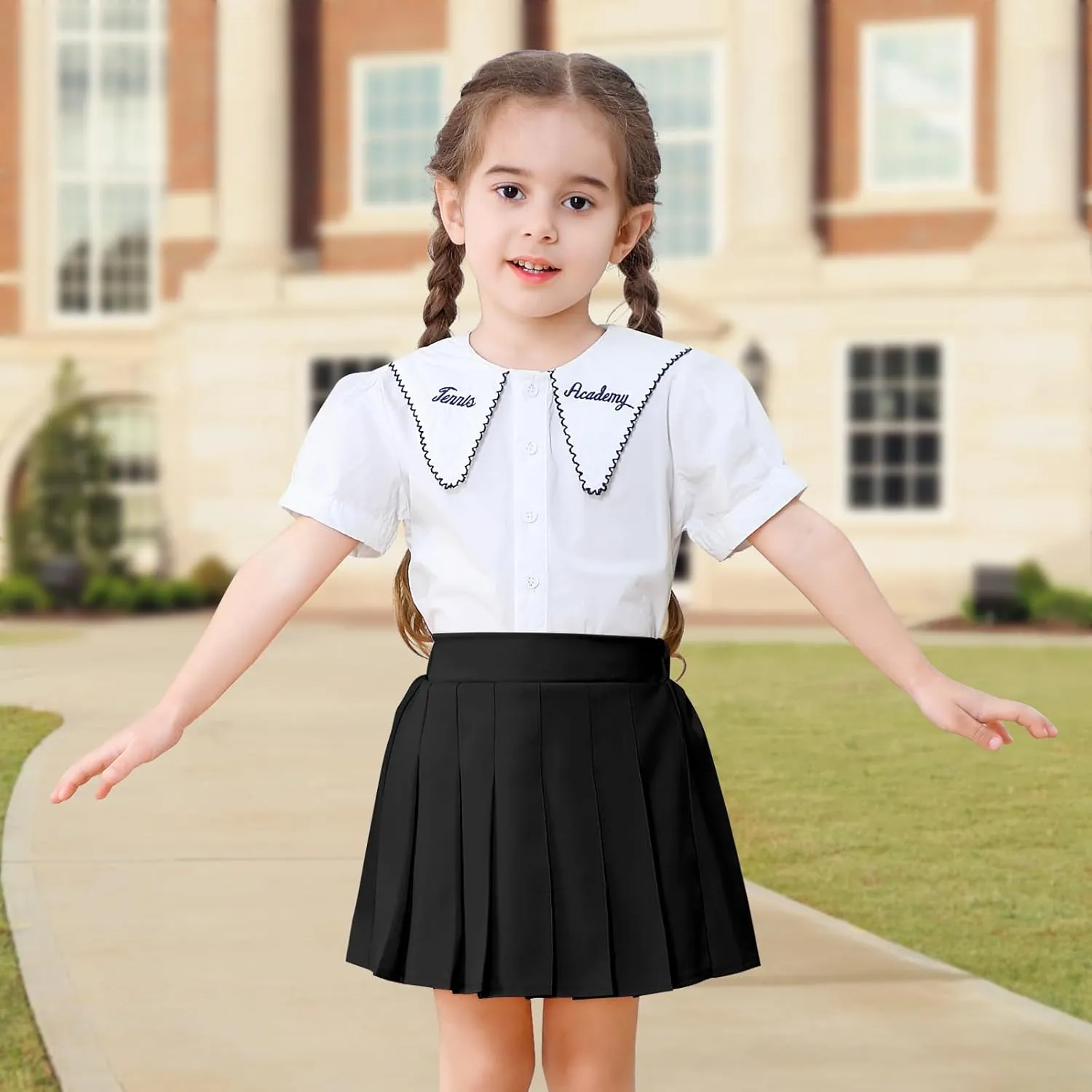 2 Pack Toddler Baby Girls Pleated Skirt Baby Girls Uniform Skirt Built in Shorts Tennis Casual Skorts for Little Kid