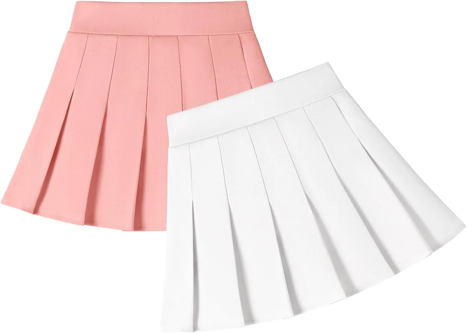 2 Pack Toddler Baby Girls Pleated Skirt Baby Girls Uniform Skirt Built in Shorts Tennis Casual Skorts for Little Kid