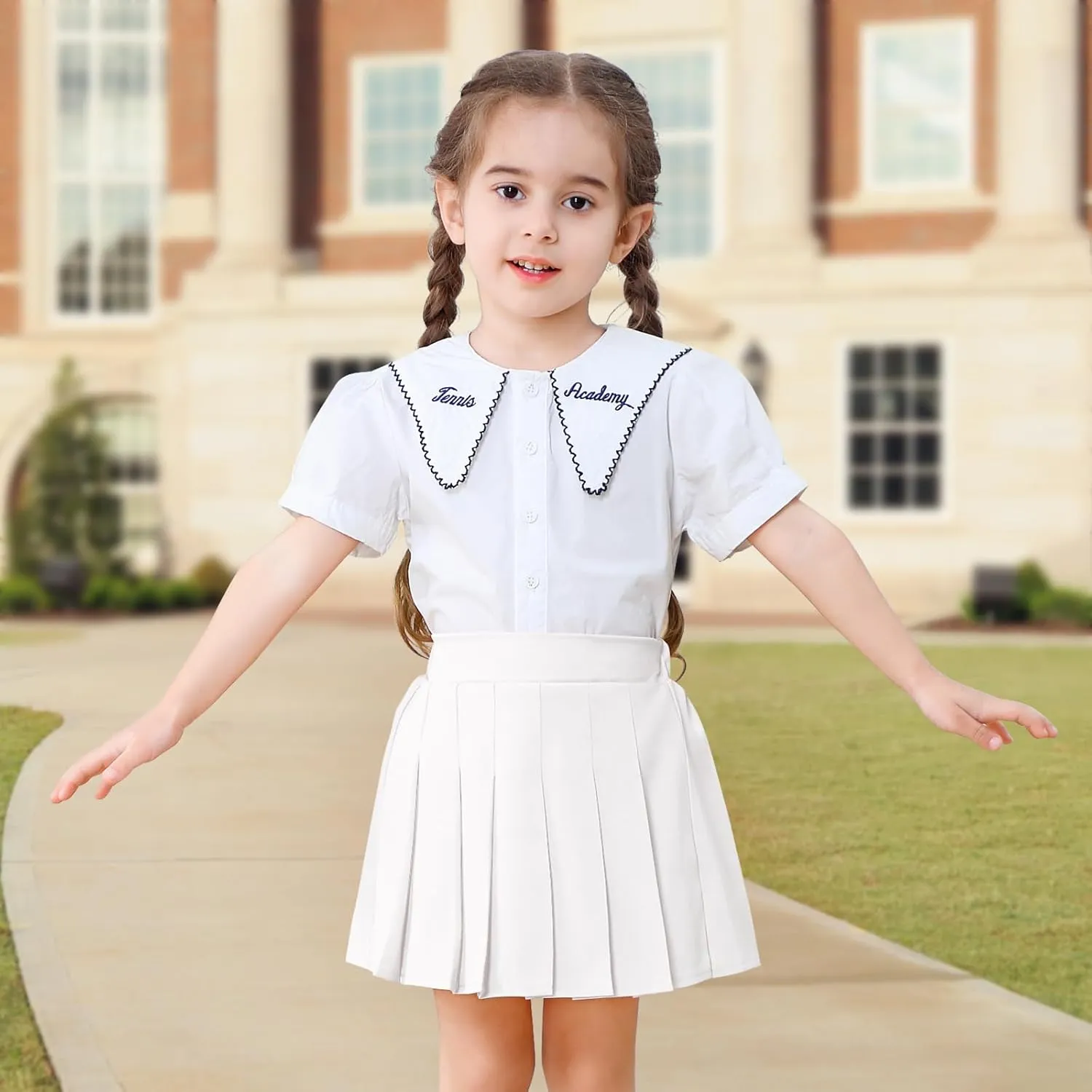 2 Pack Toddler Baby Girls Pleated Skirt Baby Girls Uniform Skirt Built in Shorts Tennis Casual Skorts for Little Kid
