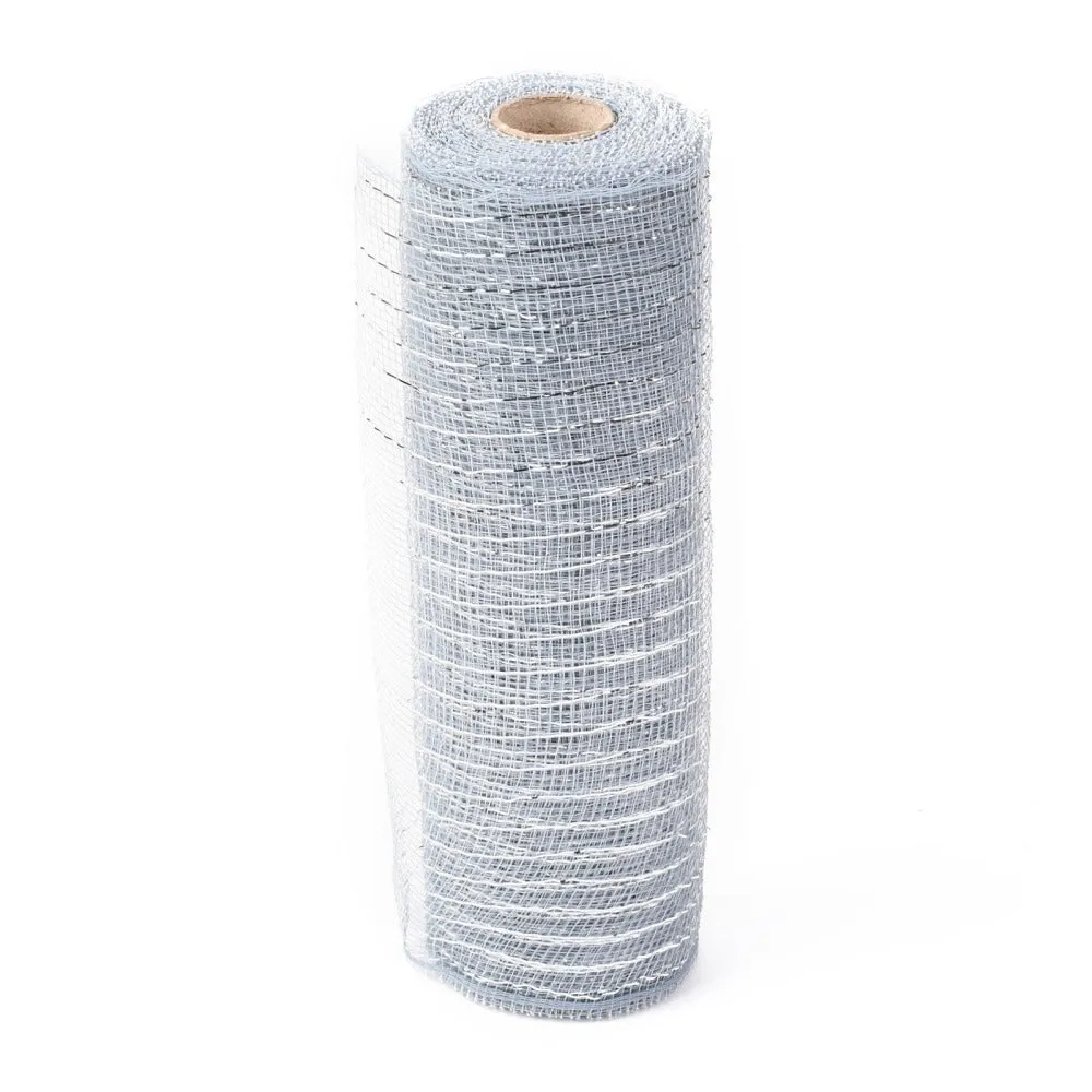 2 Roll Deco Mesh Ribbons, Tulle Fabric, with Metallic Silk, for Christmas Party Decoration, Skirts Decoration Making, Light Steel Blue, 10-1/4 inch(260mm), 10 yards/roll(91.44m/roll)