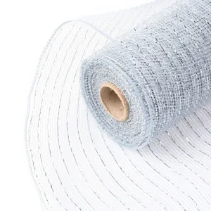 2 Roll Deco Mesh Ribbons, Tulle Fabric, with Metallic Silk, for Christmas Party Decoration, Skirts Decoration Making, Light Steel Blue, 10-1/4 inch(260mm), 10 yards/roll(91.44m/roll)