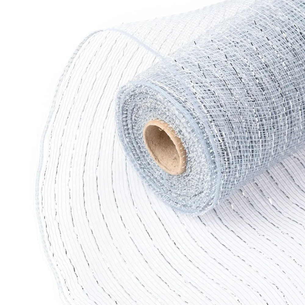 2 Roll Deco Mesh Ribbons, Tulle Fabric, with Metallic Silk, for Christmas Party Decoration, Skirts Decoration Making, Light Steel Blue, 10-1/4 inch(260mm), 10 yards/roll(91.44m/roll)