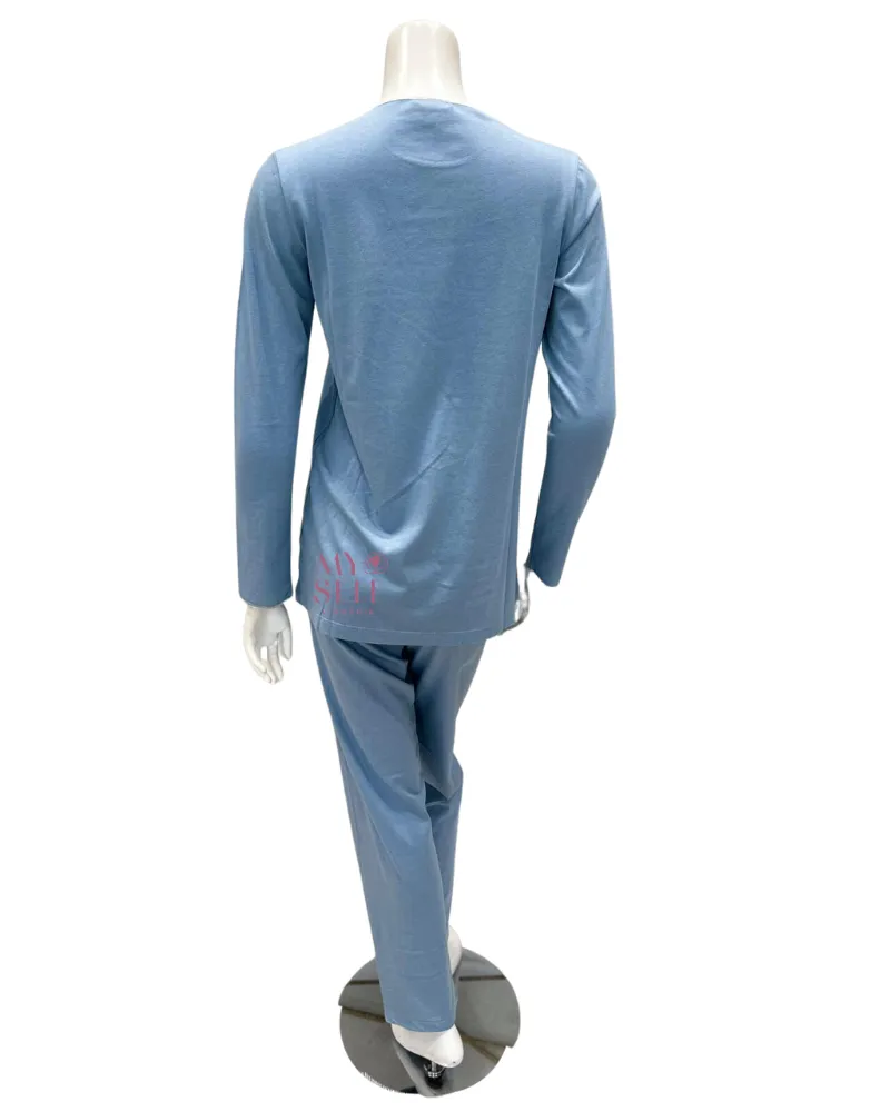 23507 Powder Blue Lace Applique Modal Pajamas Set
