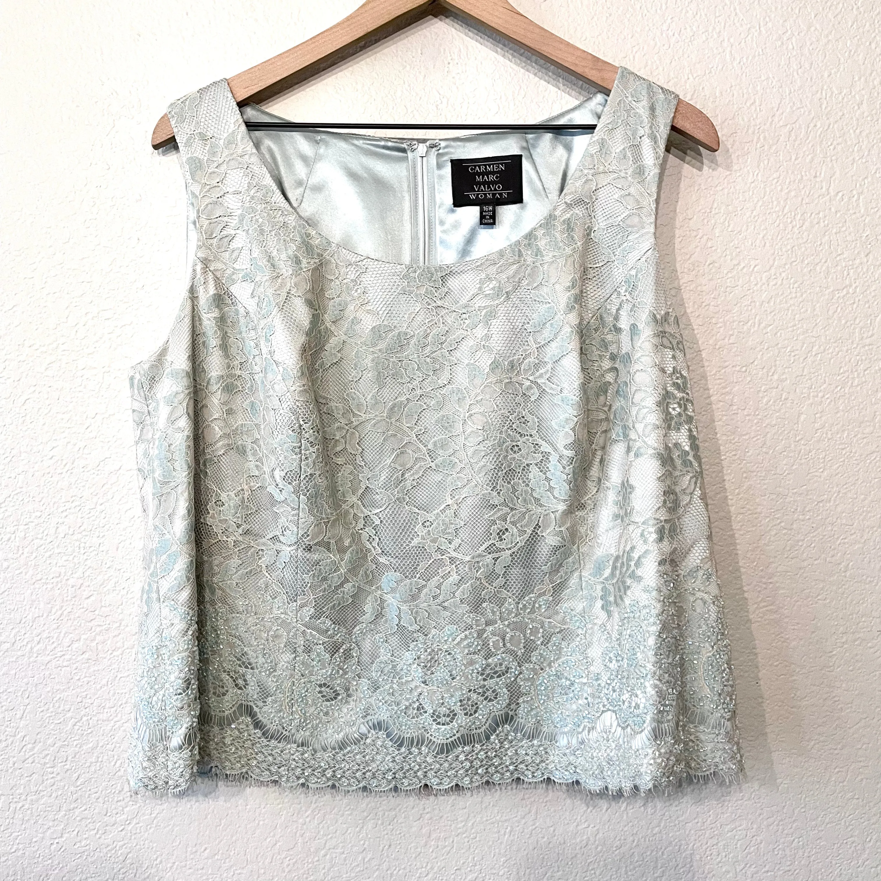 2Pc Lace Beaded Top Skirt Set