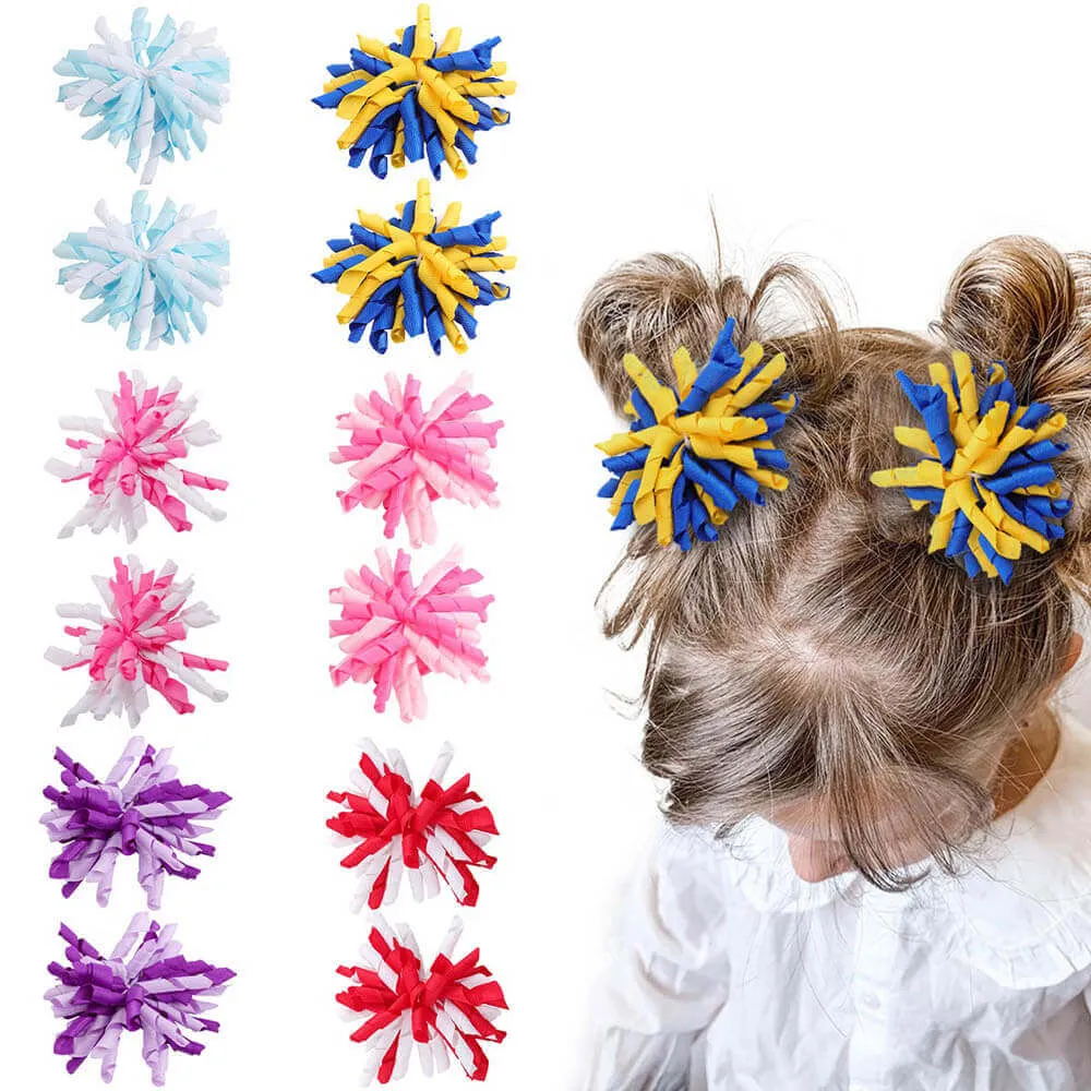 2PCS Curly Ribbon Loopy Hair Bows