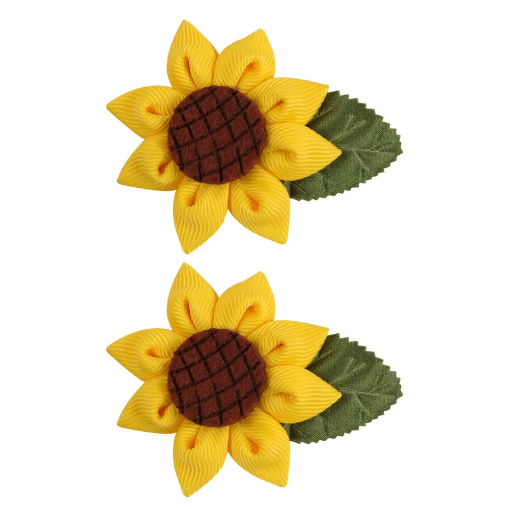 2PCS Cute Girl Sunflower Hair Clips