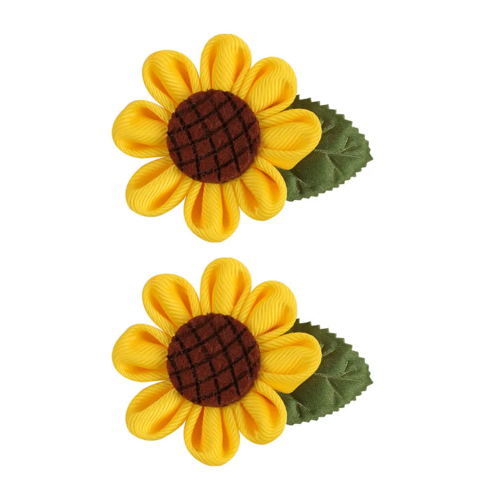 2PCS Cute Girl Sunflower Hair Clips