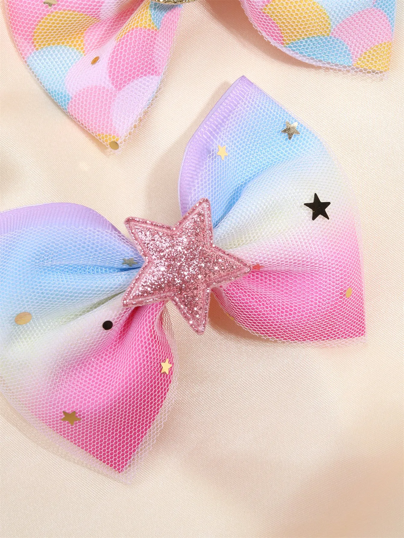 2PCS Glitter Bunny Star Gradient Hair Bows