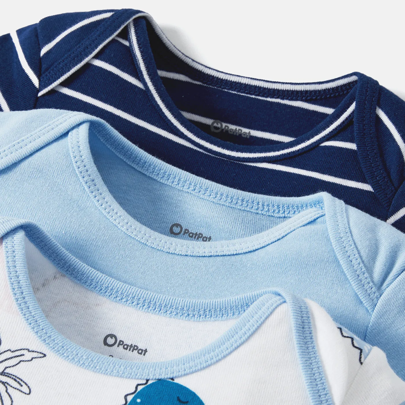 3-Pack Baby Girl/Boy Dinosaur Print/Stripe/Solid Color Short-sleeve Rompers