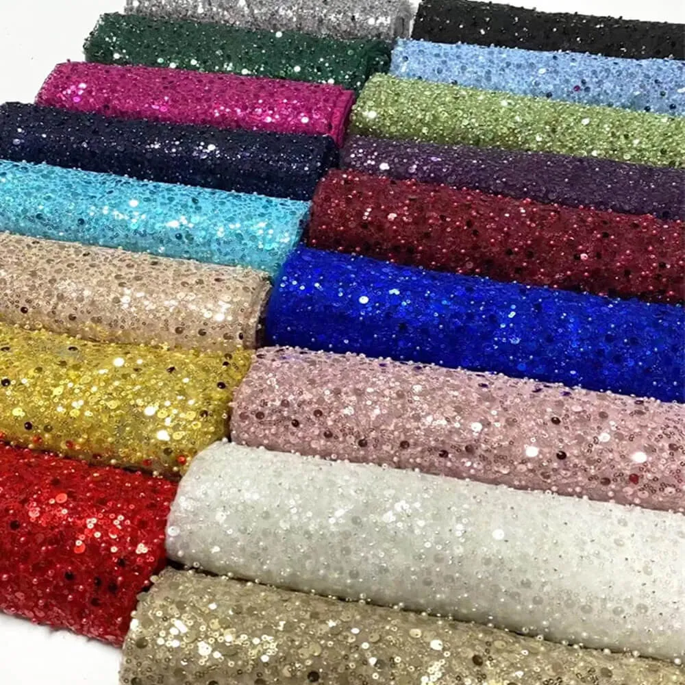 3 YARDS / 15 COLORS / GRACE Sequin Sparkly Beaded Mesh Ground Embroidery Mesh Lace Dress Tulle Fabric