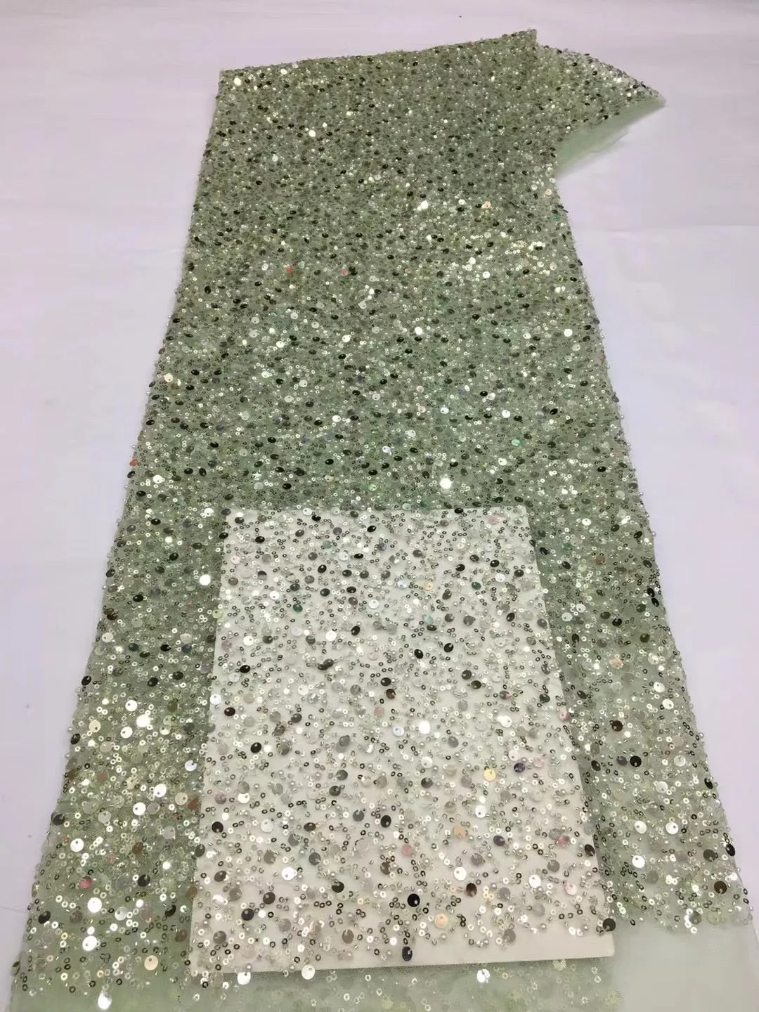 3 YARDS / 15 COLORS / GRACE Sequin Sparkly Beaded Mesh Ground Embroidery Mesh Lace Dress Tulle Fabric