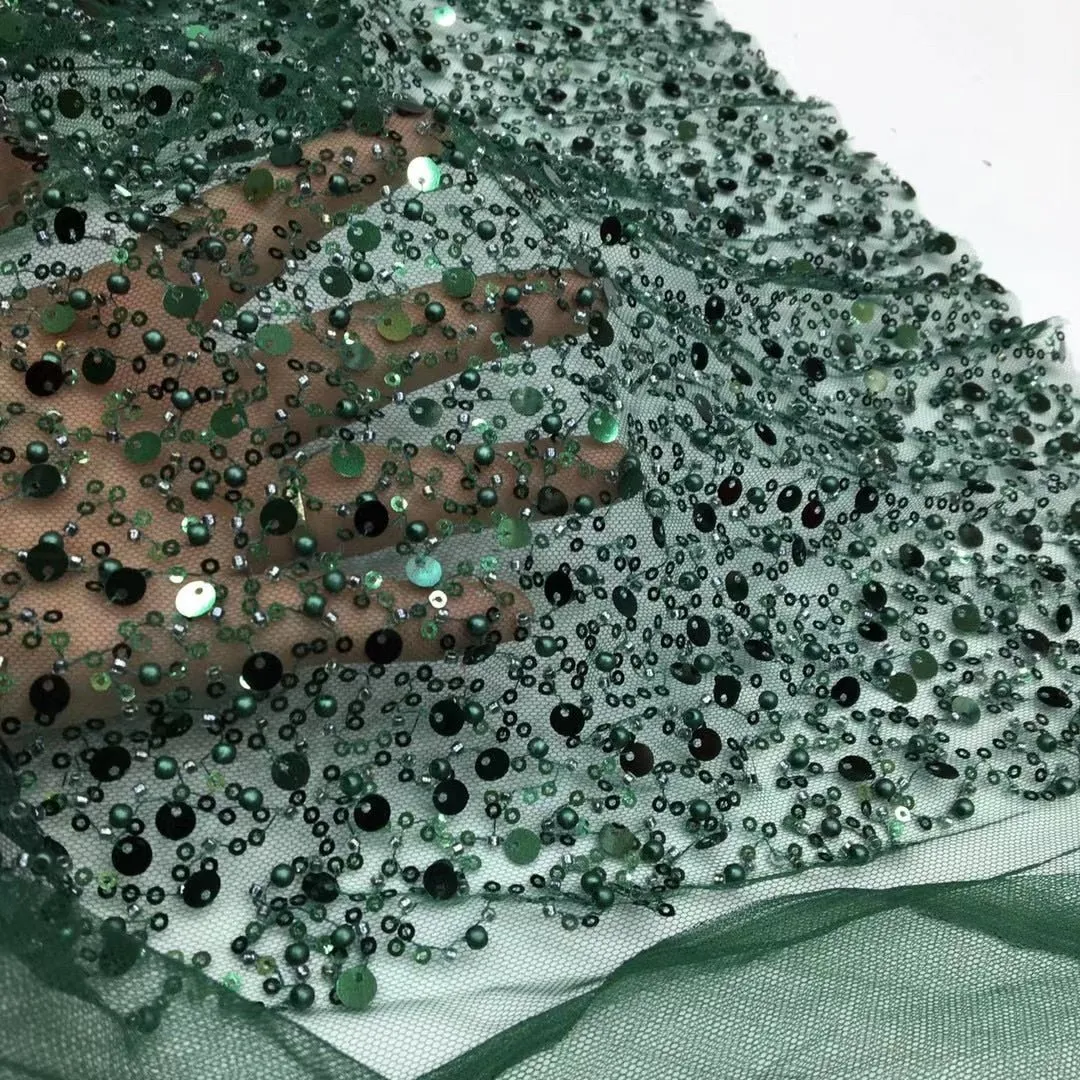 3 YARDS / 15 COLORS / GRACE Sequin Sparkly Beaded Mesh Ground Embroidery Mesh Lace Dress Tulle Fabric