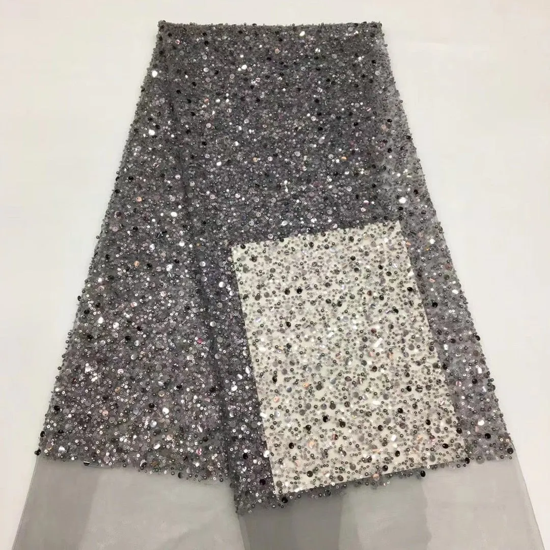 3 YARDS / 15 COLORS / GRACE Sequin Sparkly Beaded Mesh Ground Embroidery Mesh Lace Dress Tulle Fabric