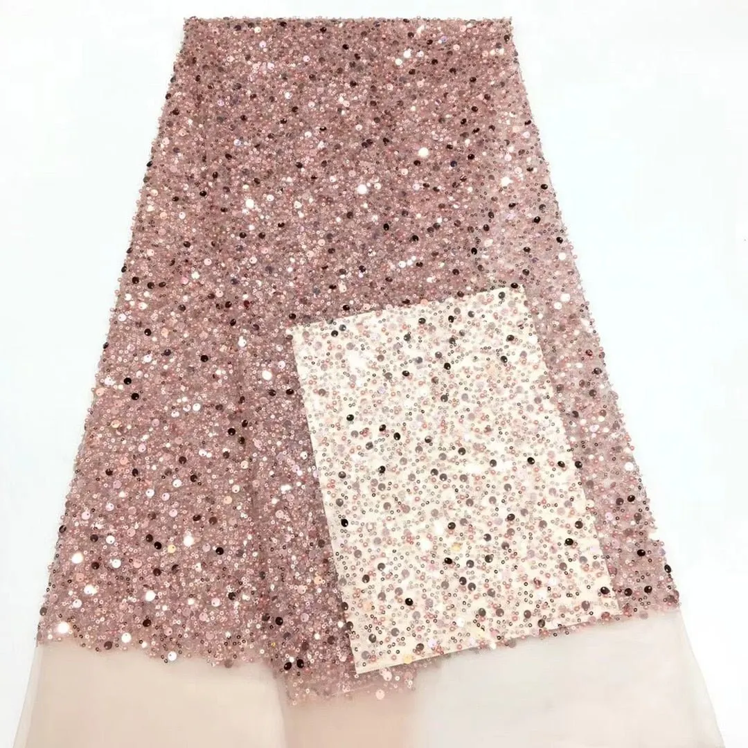 3 YARDS / 15 COLORS / GRACE Sequin Sparkly Beaded Mesh Ground Embroidery Mesh Lace Dress Tulle Fabric