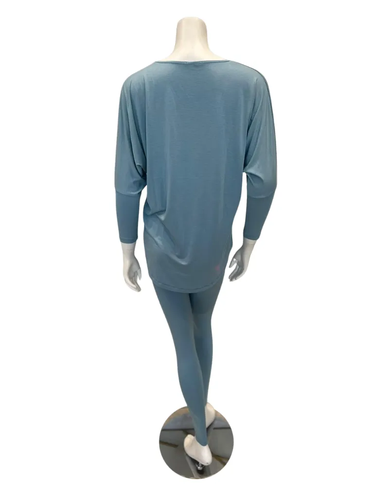3049-R Aqua Round Neck Modal Pajamas Set