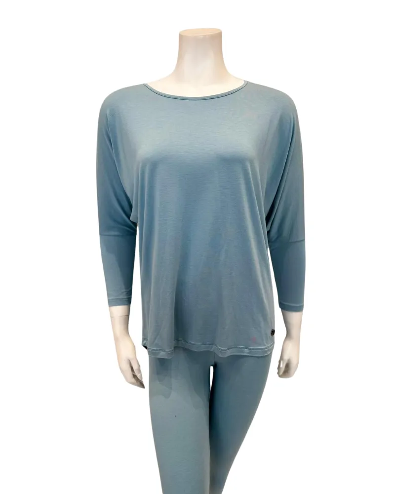 3049-R Aqua Round Neck Modal Pajamas Set