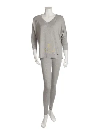 3049-V Heather Grey V Neck Pajamas