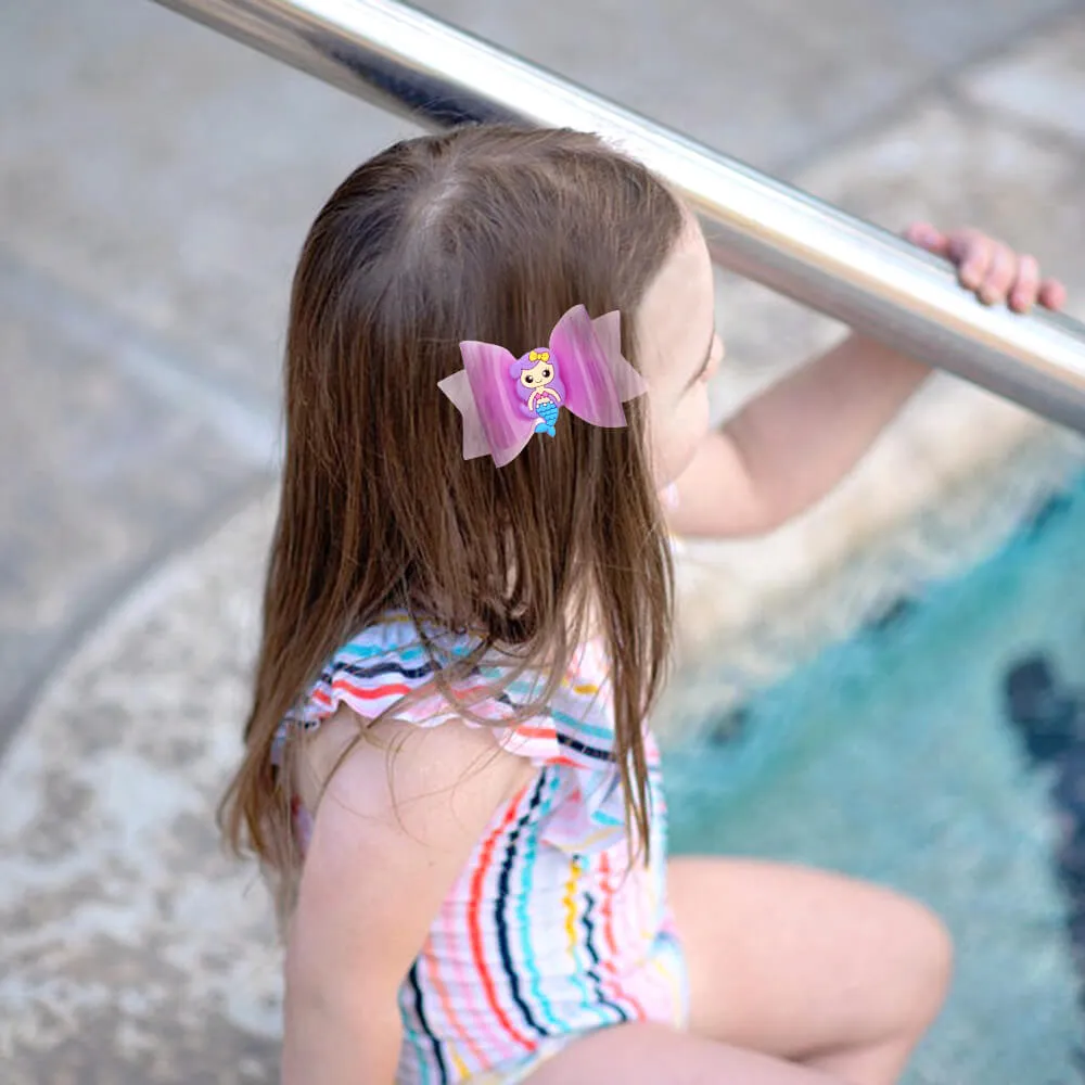 30Pcs Cartoon Mermaid Jelly Hair Bows