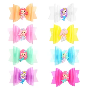 30Pcs Cartoon Mermaid Jelly Hair Bows