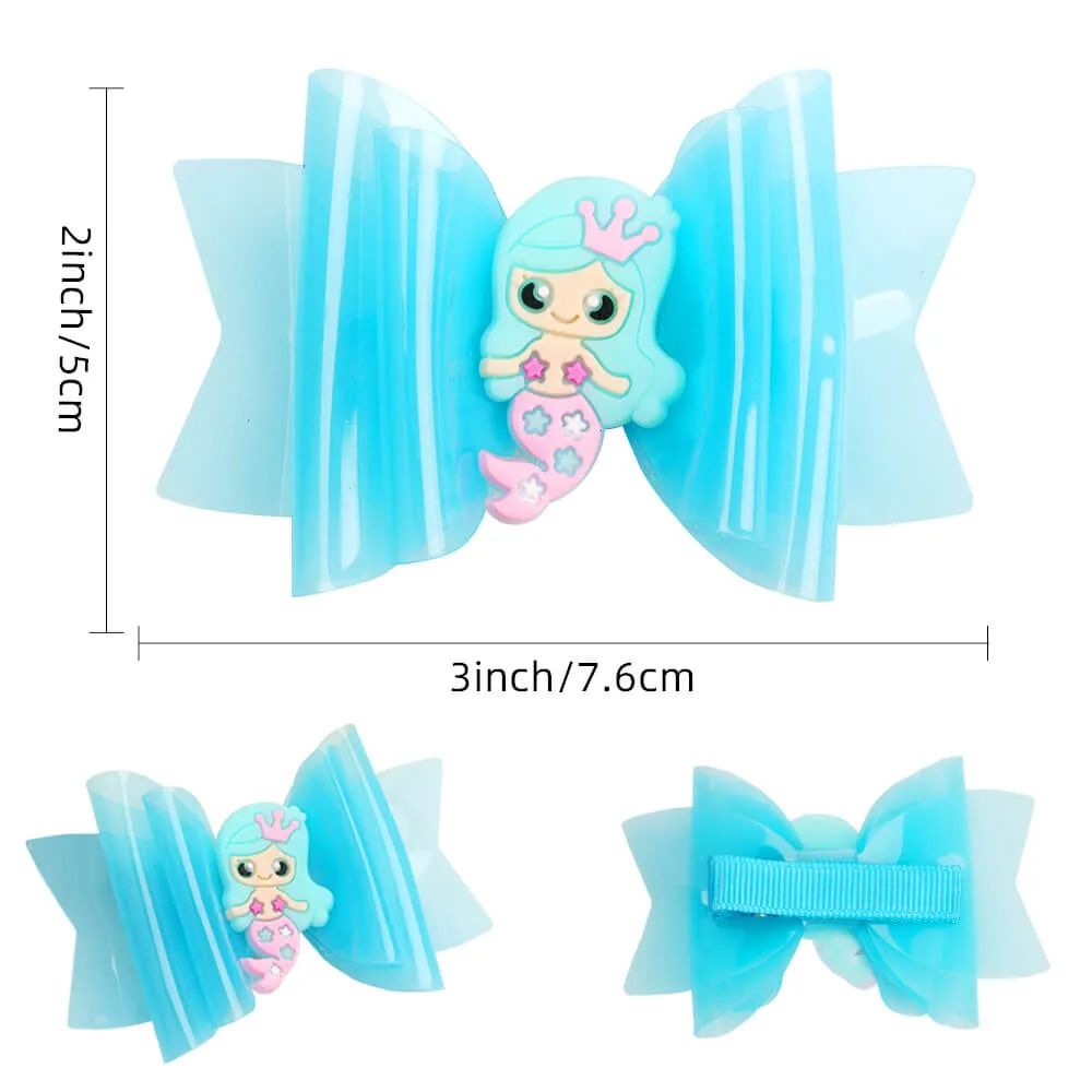 30Pcs Cartoon Mermaid Jelly Hair Bows
