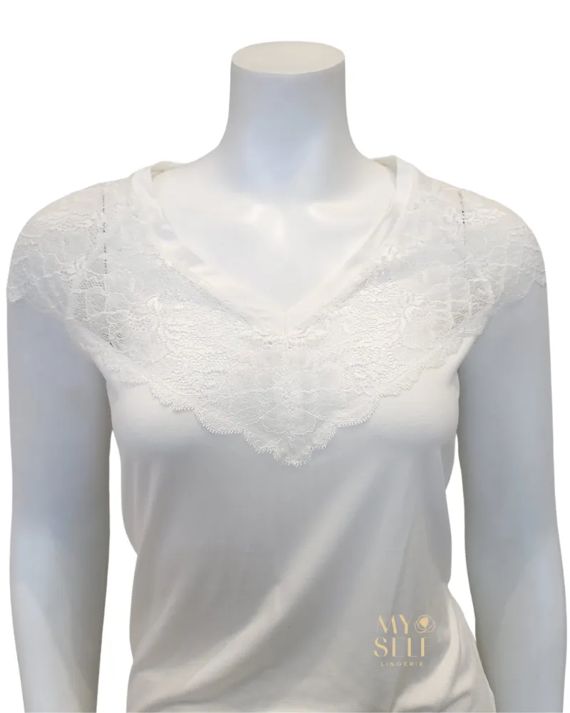 3809-3810 Ivory Lace Modal Cami Shorts Set & Long Robe Set