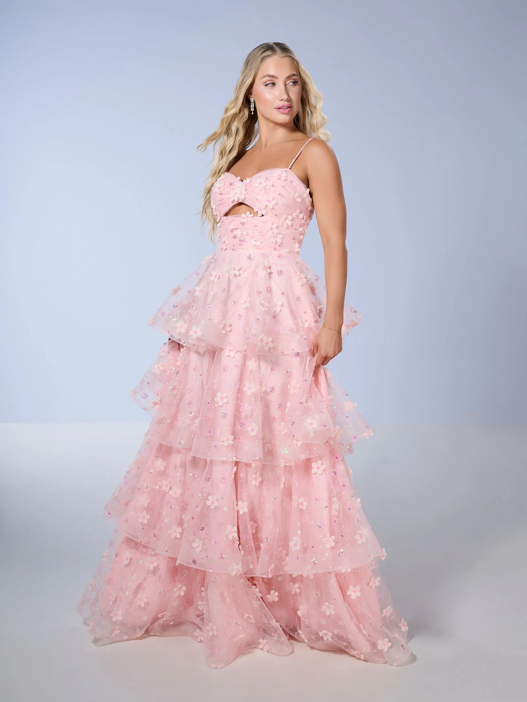3D Floral Sleeveless Layered Gown by Tiffany Designs 16144