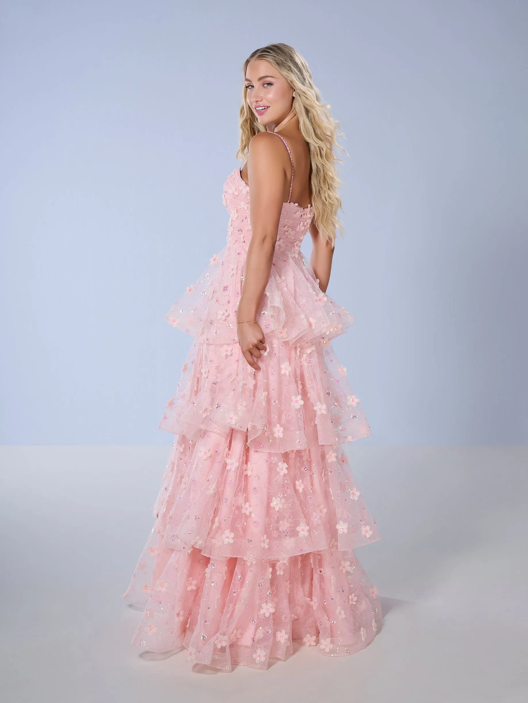 3D Floral Sleeveless Layered Gown by Tiffany Designs 16144