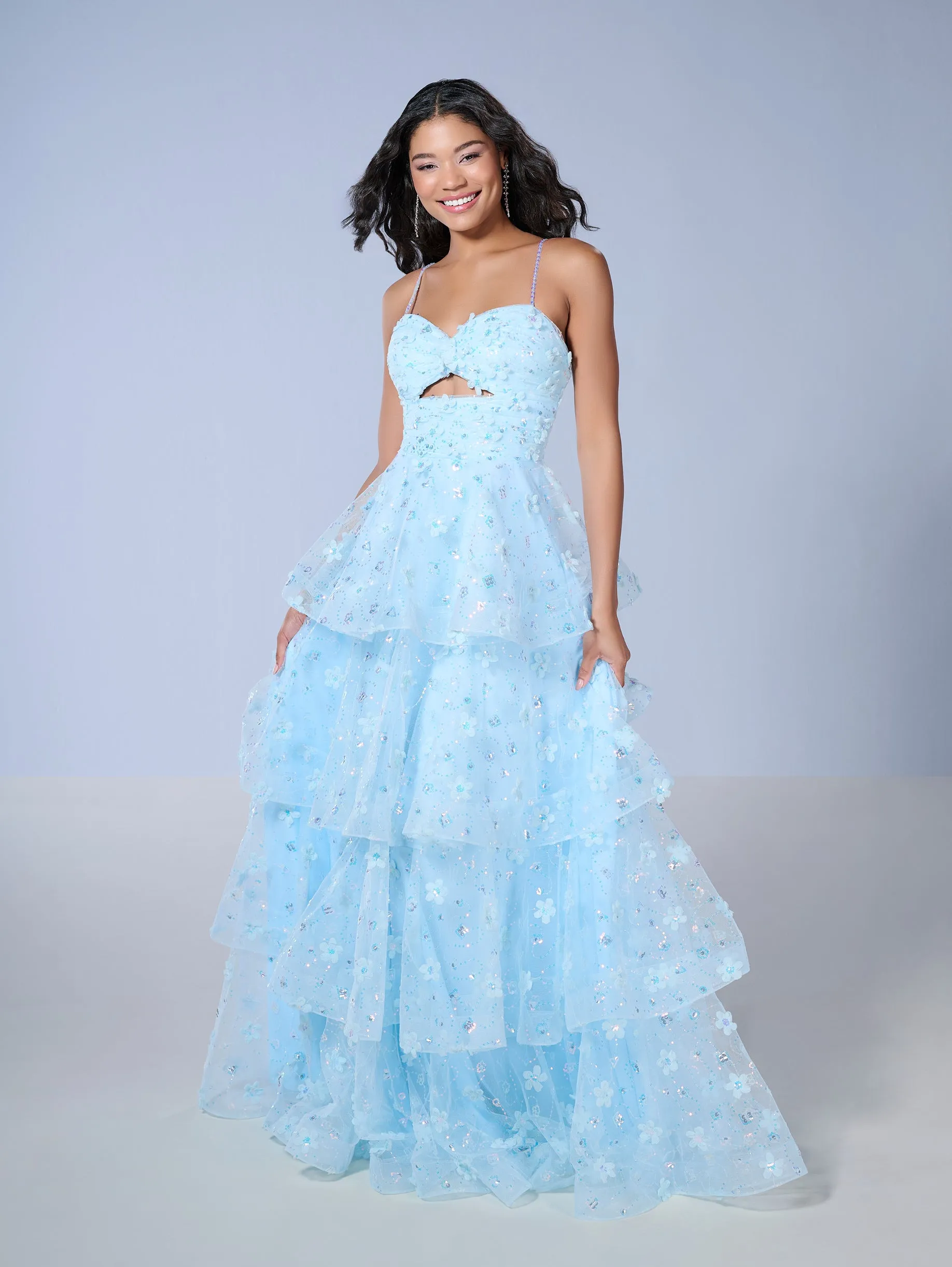 3D Floral Sleeveless Layered Gown by Tiffany Designs 16144