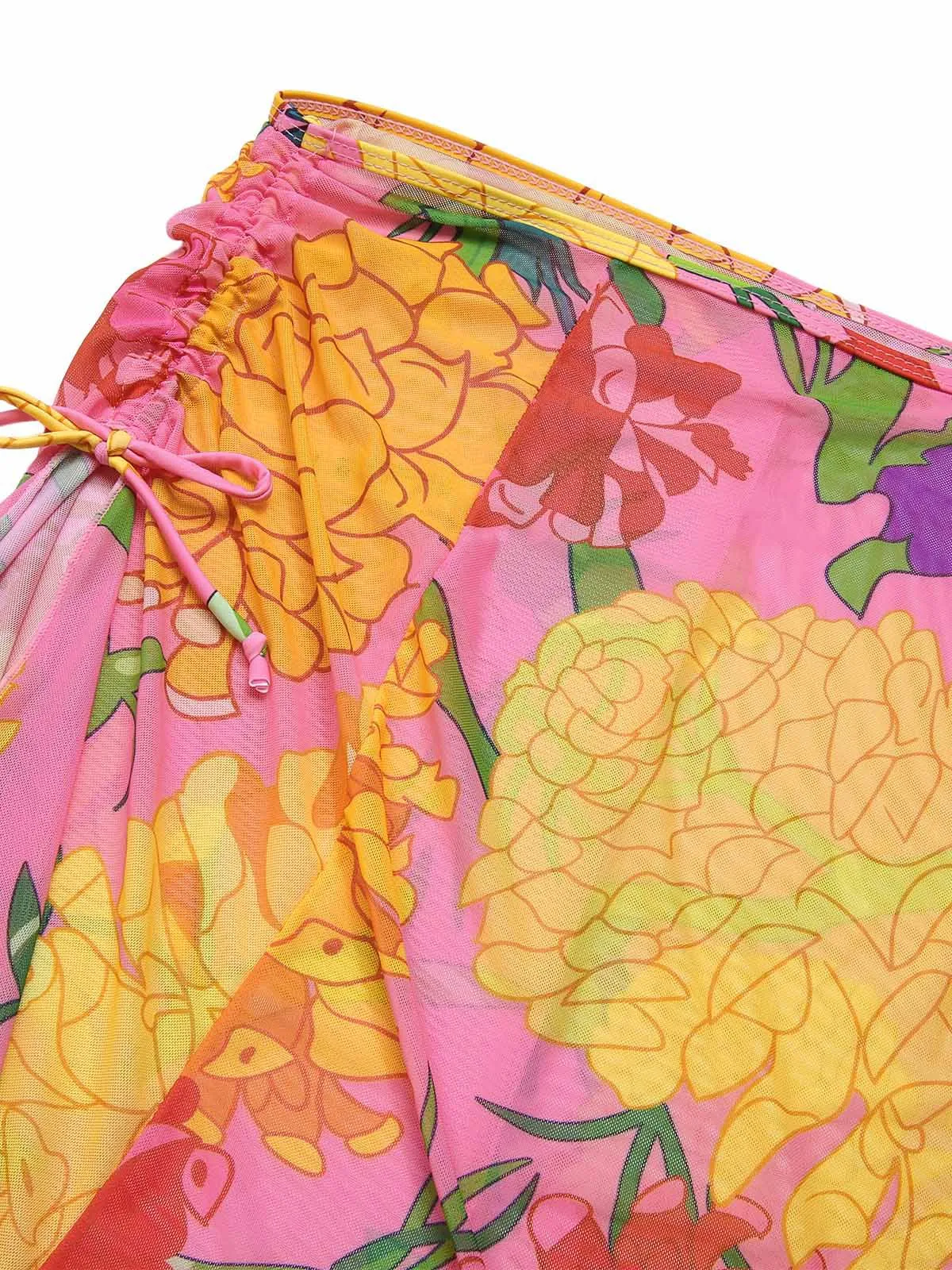 3PCS 1950s Pink Floral Swimsuit Set