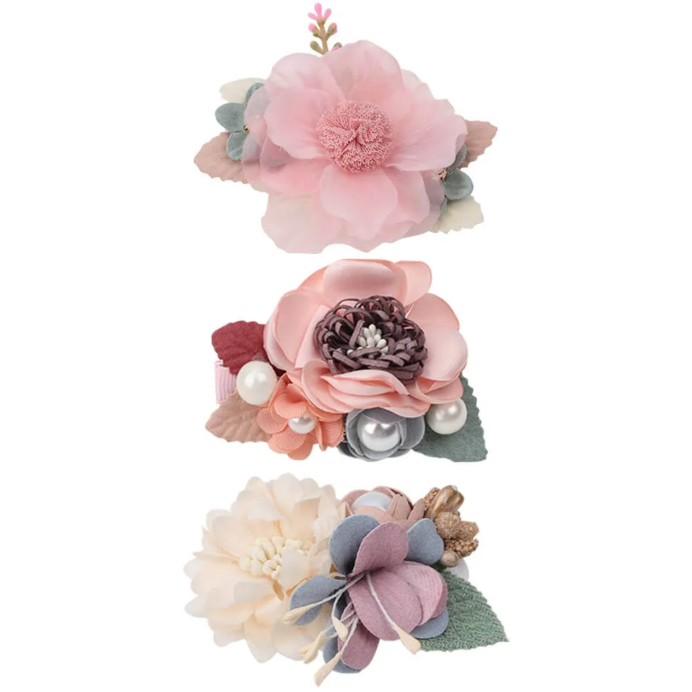 3pcs/set Cute Flower Hair Clips