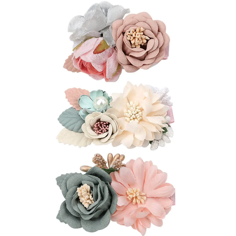 3pcs/set Flower Hair clips for Girls
