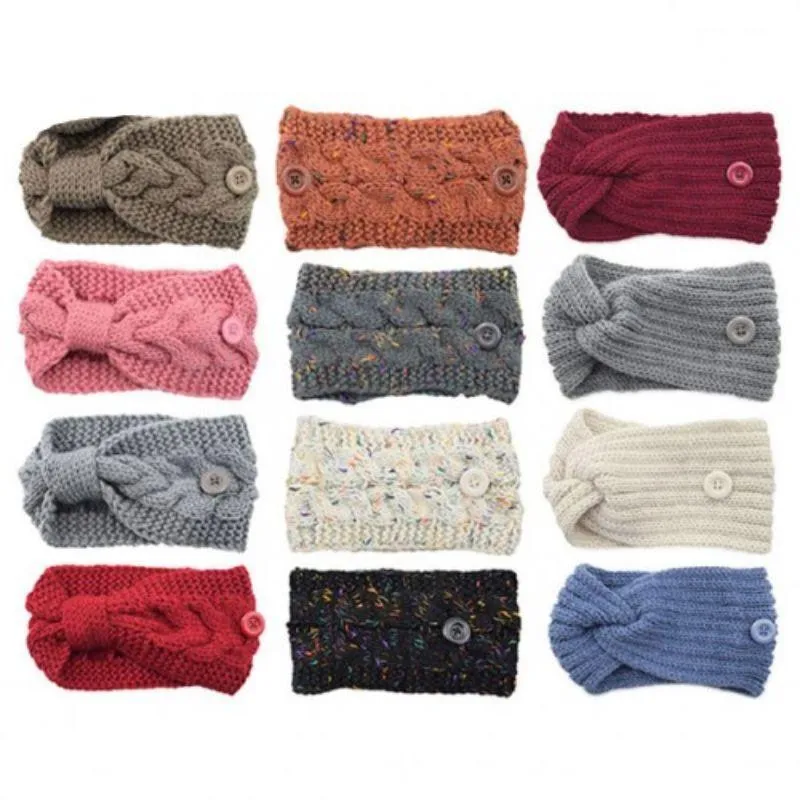 4-Pack: Women's Winter Headband and Ear Warmer with Buttons to Hold Mask
